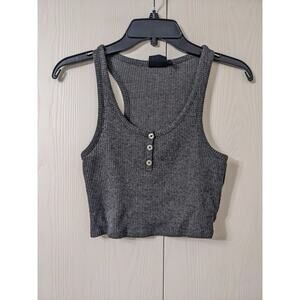 Out From Under Women's Strapped Gray Sleeveless Crop Top Size SP